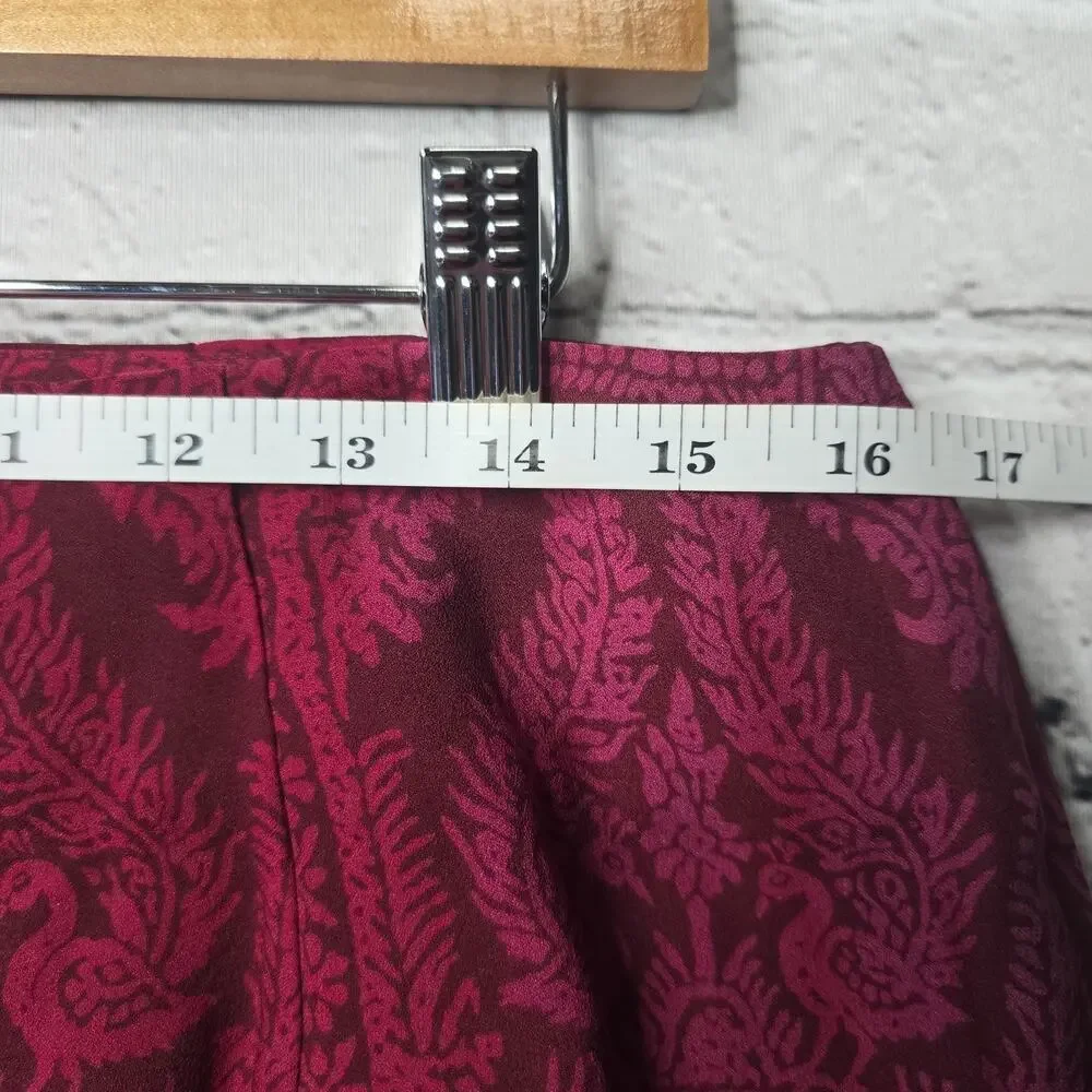 Talbots Vintage‎ 100% Silk Shell Paisley Bordeaux Deadstock Midi Skirt New 14P